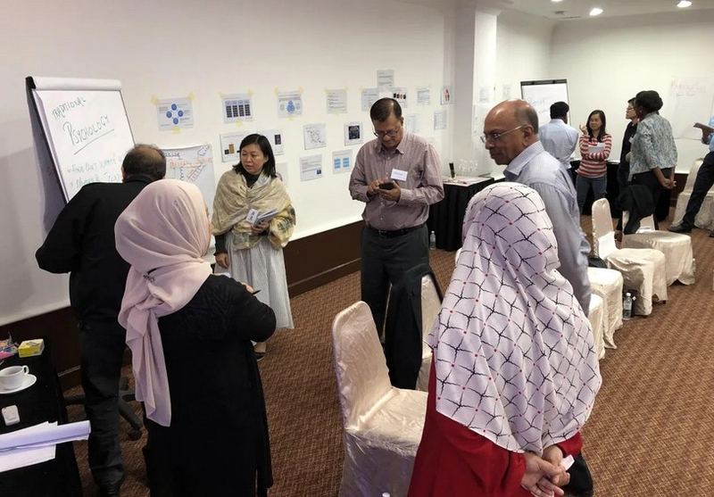 Participants in an experiential dialogue activity